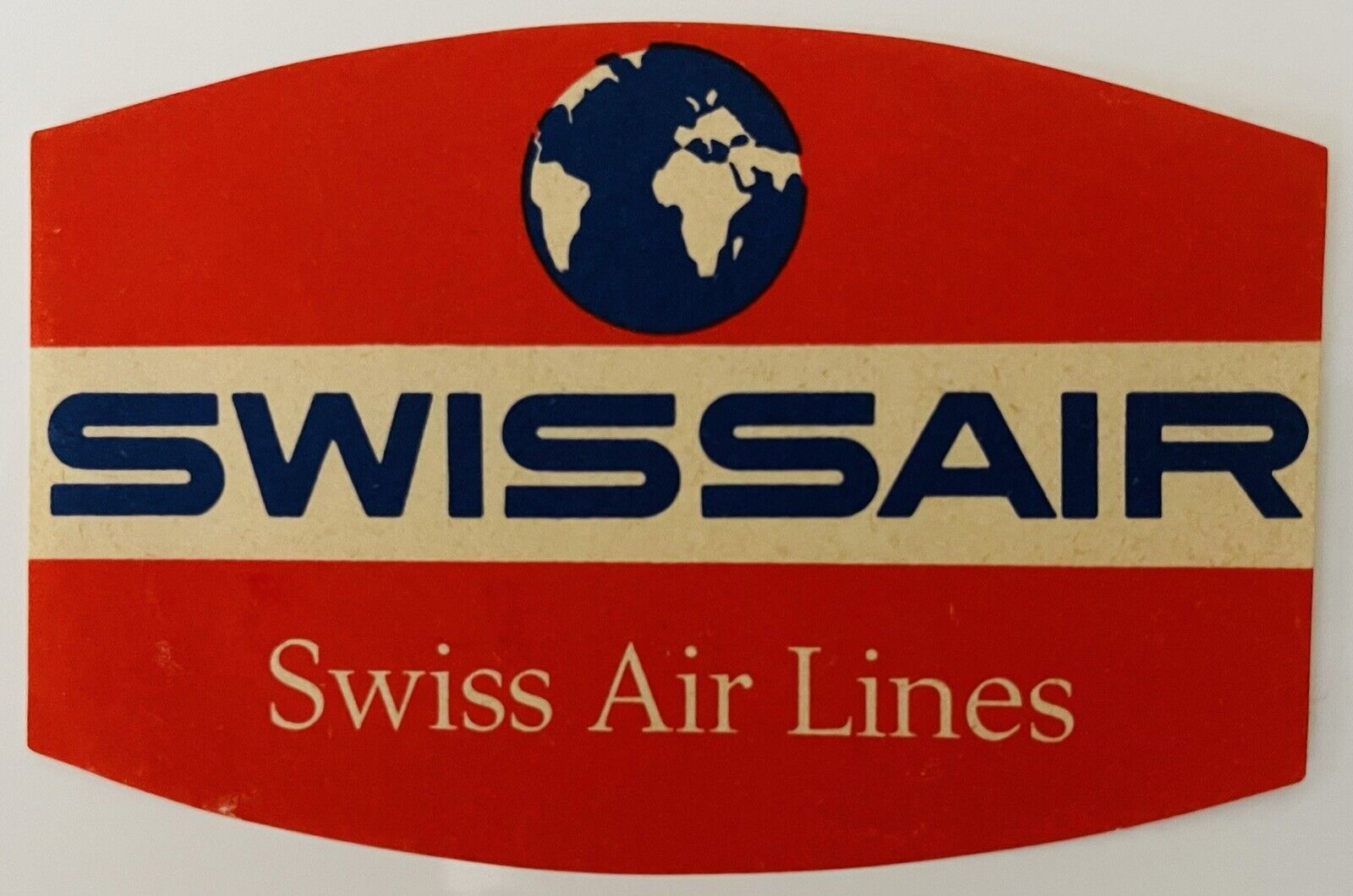 Swissair Airlines Vintage Rectangular Paper Sticker / Labels 3.5" X 2.5"