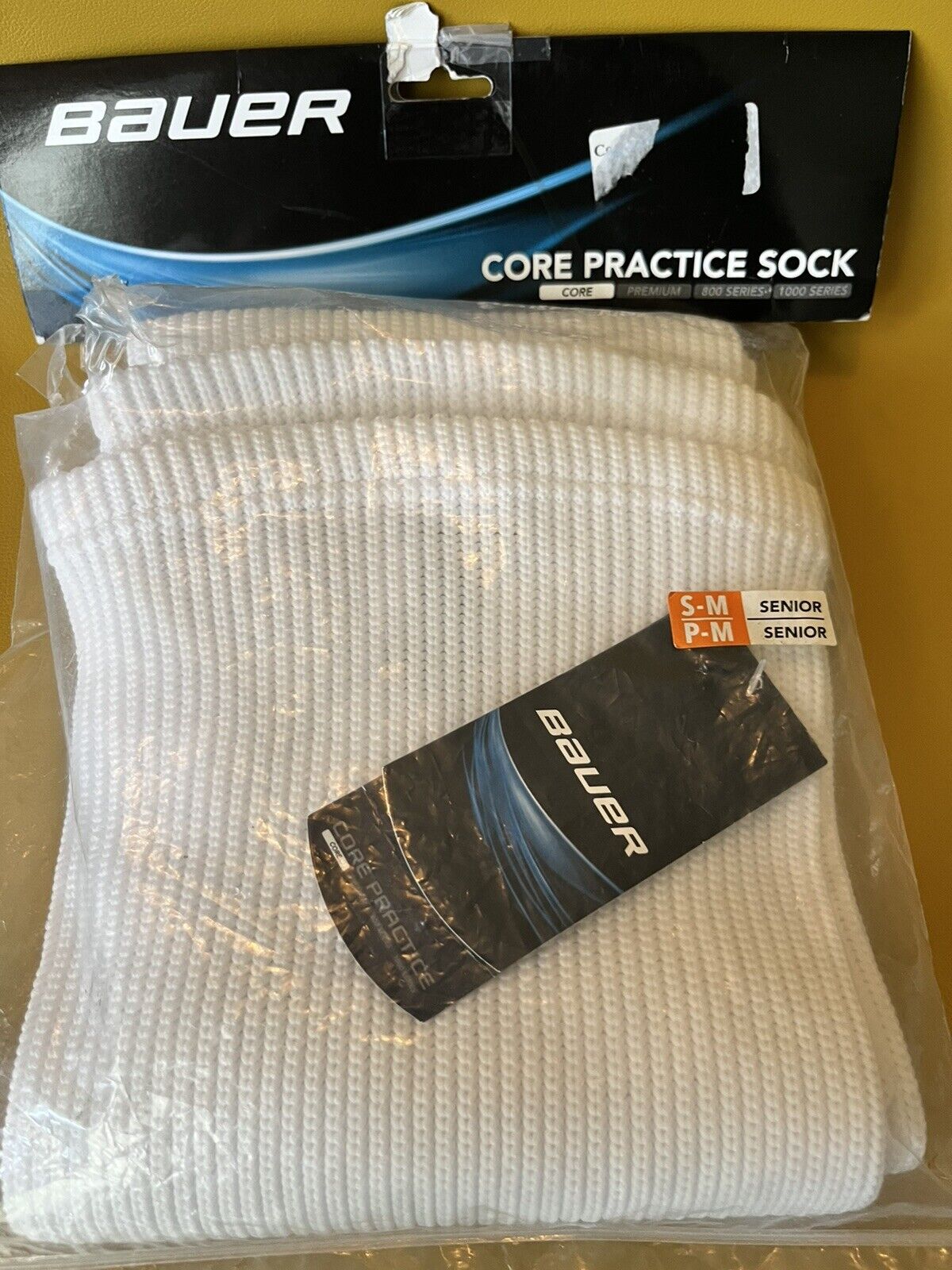 Bauer Senior Core Practice Hockey Socks White Sm - New/opened Package