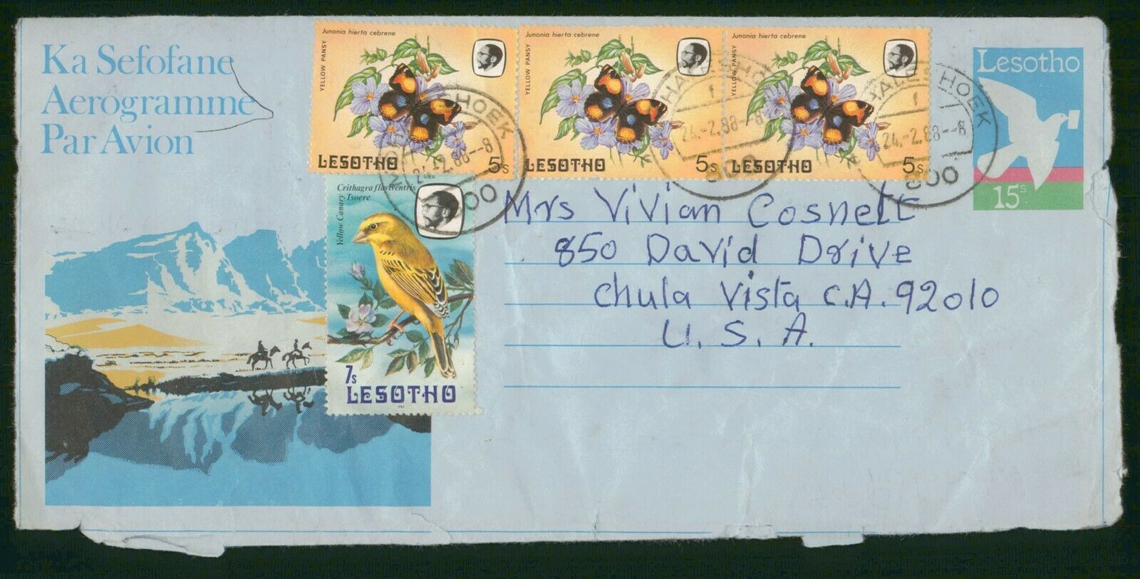 Mayfairstamps Lesotho 1986 To Chula Vista California Aerogramme Wwo85737