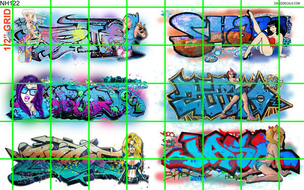 Nh122 1/2 Set N Scale Modern Urban Lg Graffiti Tagging Boxcars Buildings Walls