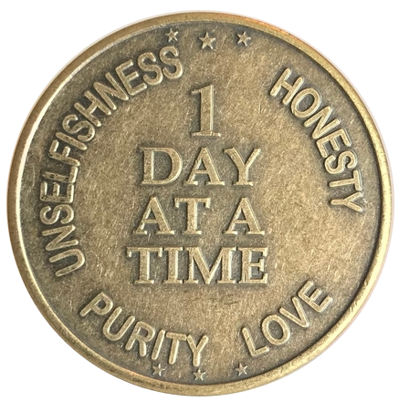 One Day At A Time Antique Bronze Aa Coin Alcoholics Anonymous Recovery Token