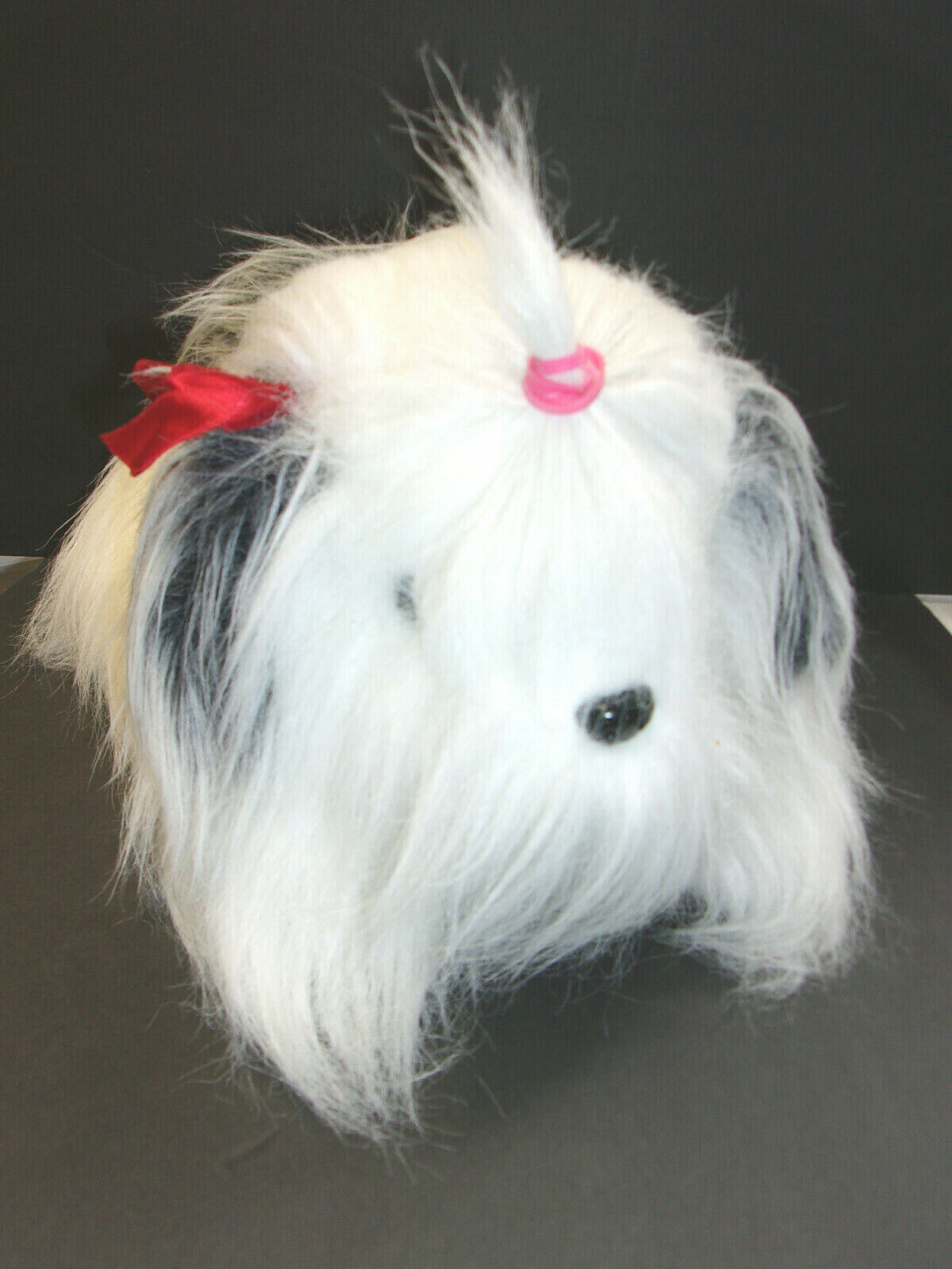 Lovely Realistic Shih Tzu Long Hair White & Black 16" Stuffed Plush Toy Dog
