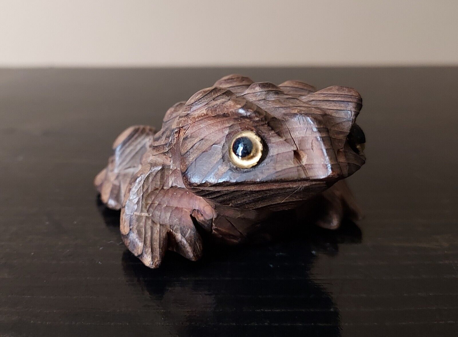 Japanese Cryptomeria Cedar Wooden Handcarved 2" X 2.5 " Toad Frog