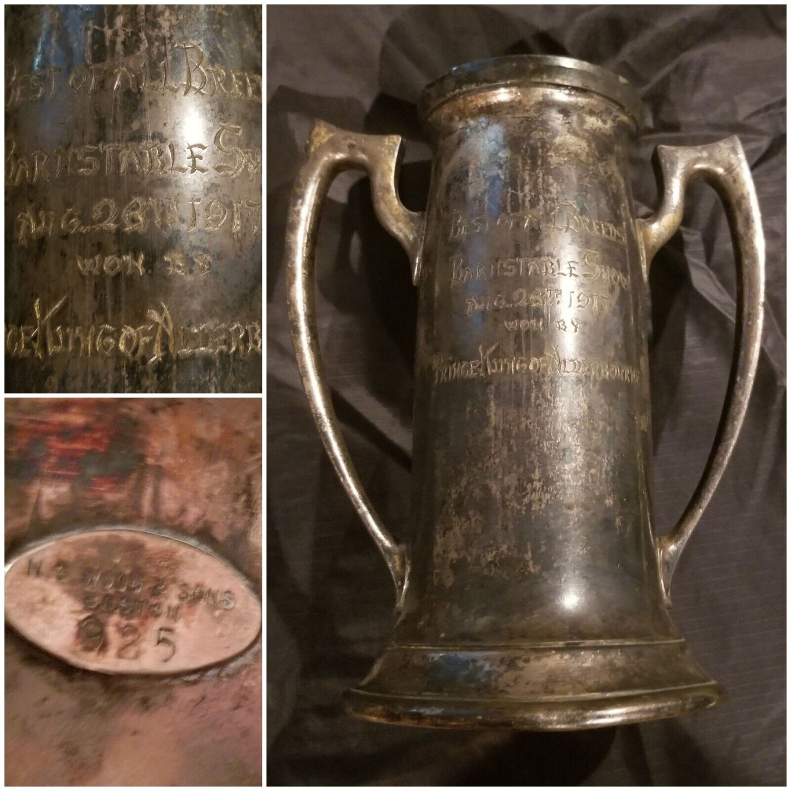 Silver Trophy Cup N.g. Wood & Sons 1917 Best Of Breeds Barnstable Show Pekingese