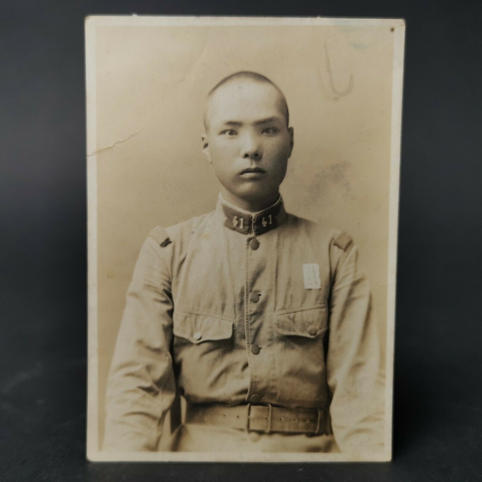 ④ Ww2 Original Japanese Photo Of Military Army Soldier Belt Vintage Vtg Orig