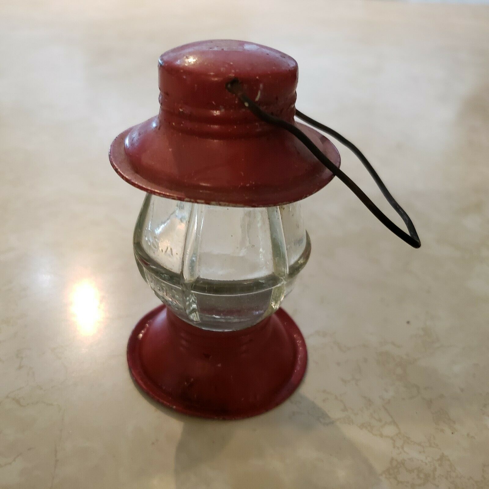Vintage Red Victory Glass Lantern Candy Jar 4" Tall - 1/2oz.