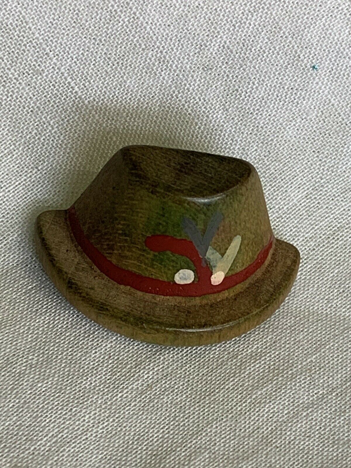 Vintage Painted 7/8” Old Wood Hat Button Sh-21