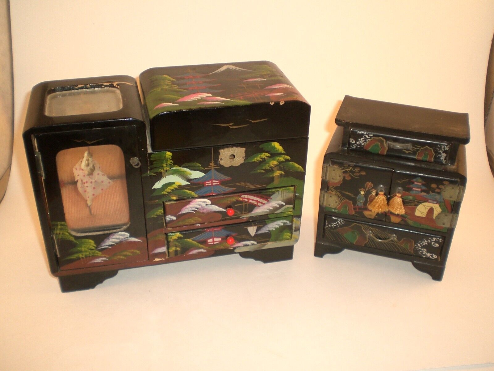 2 Vintage Japanese Lacquer 1 Music Jewelry Box 1 Jewelry Box