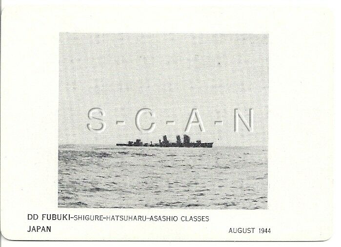 Wwii Double Sided Recognition Photo Card- Navy Destroyer Dd Fubuki Class- 1944