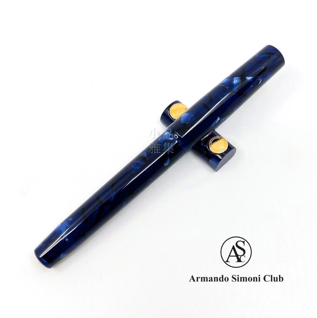 Armando Simoni Club Bologna Extra Minimalist Blue La Royale 14k Fountain Pen Asc