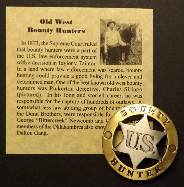 Old West Us Bounty Hunter Badge, Western, Silver And Gold Tone, Boxed
