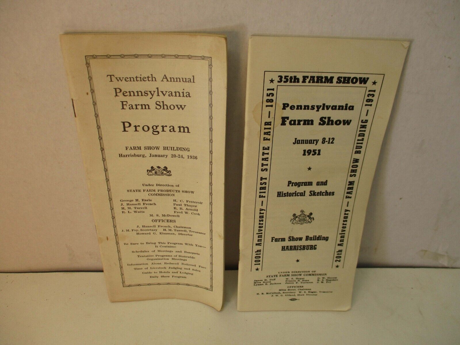 2 Pennsylvania Farm Show Programs 1936 1951