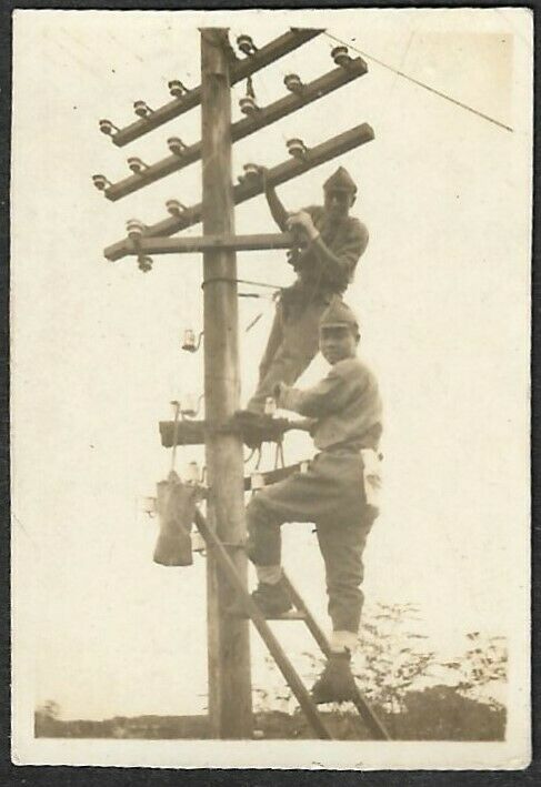 Telephone Pole Soldiers Japan Ija Army Ww2 Japanese Photo Orig.