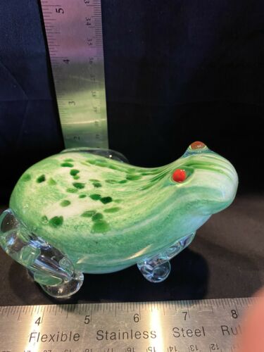 Murano Style Blown Glass Frog Figurine Paperweight