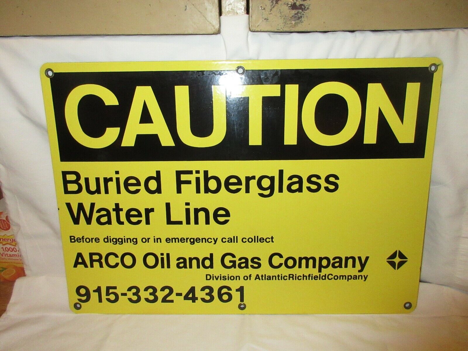 Original Vintage Nos Arco Oil And Gas Company Porcelain Caution Sign