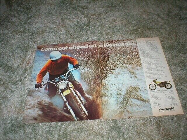 1972 Kawasaki F-9 350cc Bighorn Enduro Cycle Ad 2 Pages