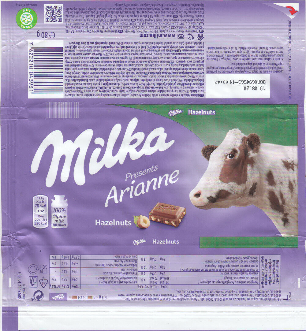 Plastic Chocolate Wrapper / Schokoladenpapier: Milka Presents Arianne; Balkan Ed