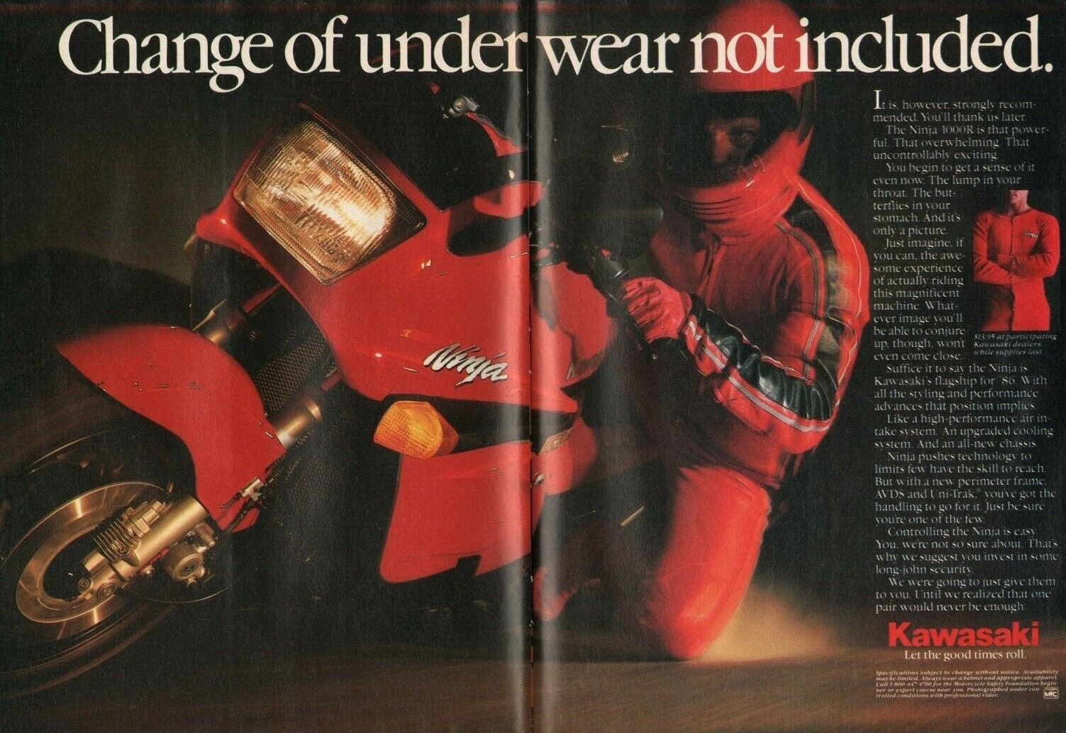 1986 Kawasaki Ninja 1000r - 2-page Vintage Motorcycle Ad