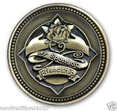 Brz Sponsor/yellow Rose Friendshipaa/na/12 Step Program Recovery Coin/medallion