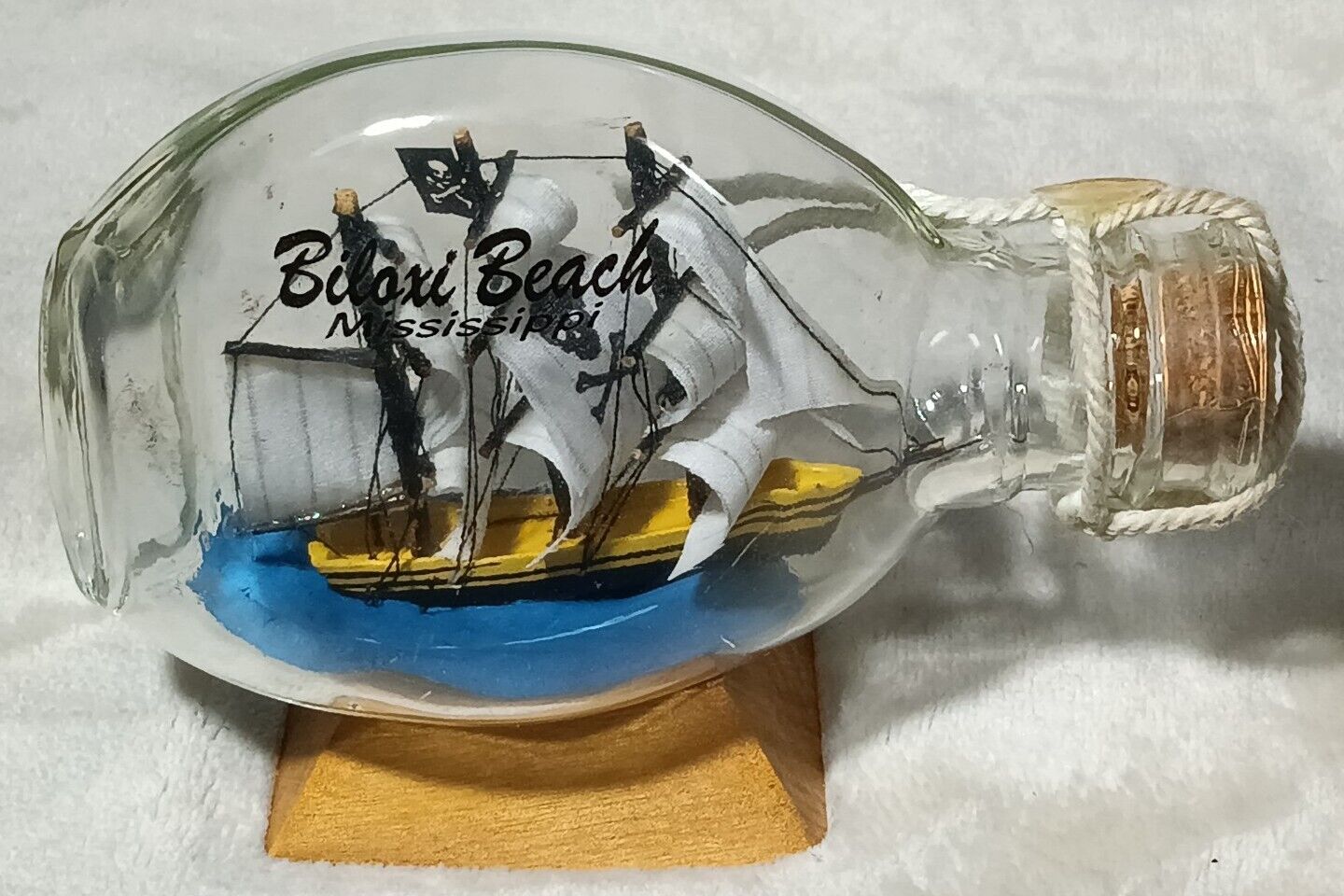 Biloxi Beach Mississippi Pirate Ship In A Bottle Souvenir 5"
