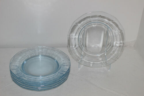 6 Fostoria Fairfax Azure Blue Glass 6-1/8" Bread/dessert Plates