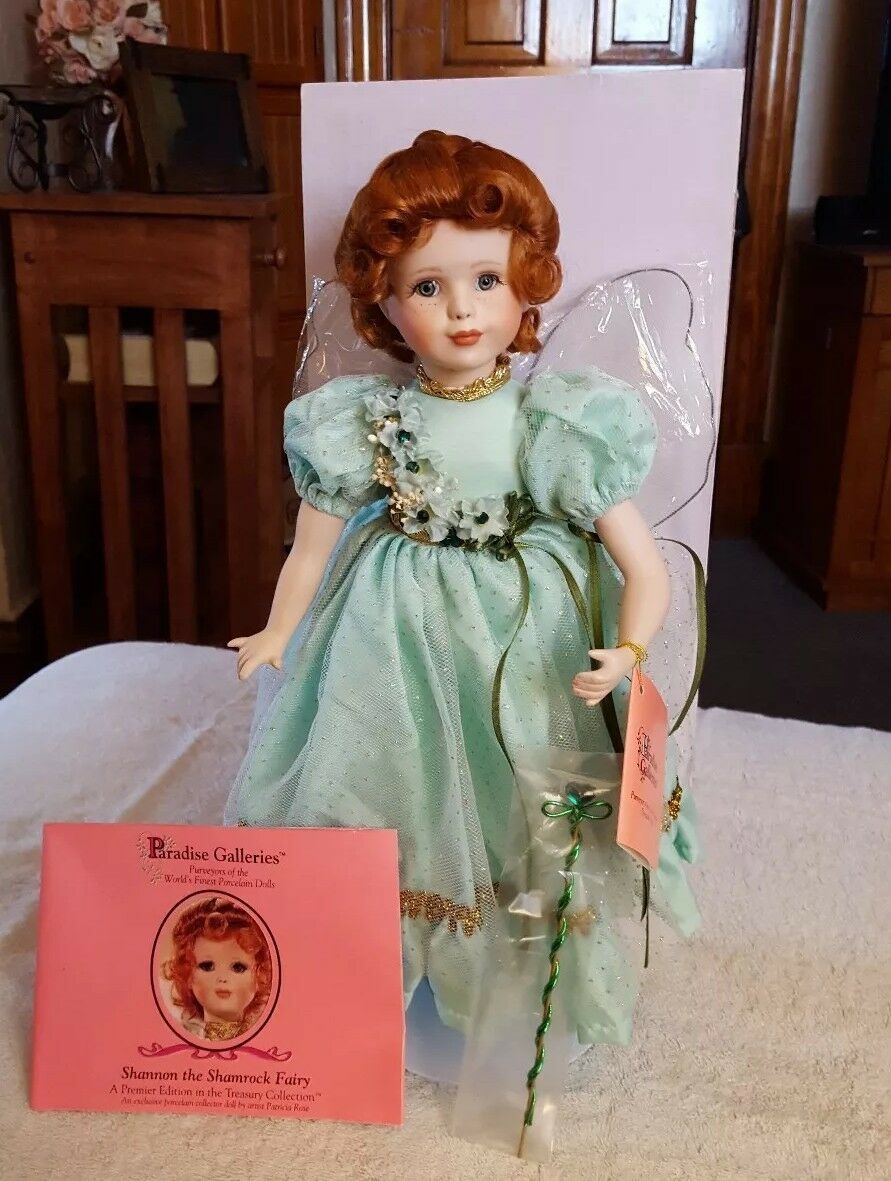 Paradise Galleries Porcelain Doll - Shannon The Shamrock Fairy New In Box