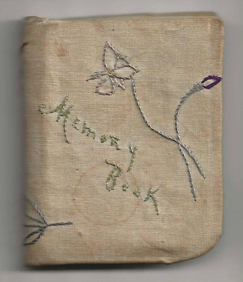Antique Miniature Handmade Embroidered Notebook, Memory Book