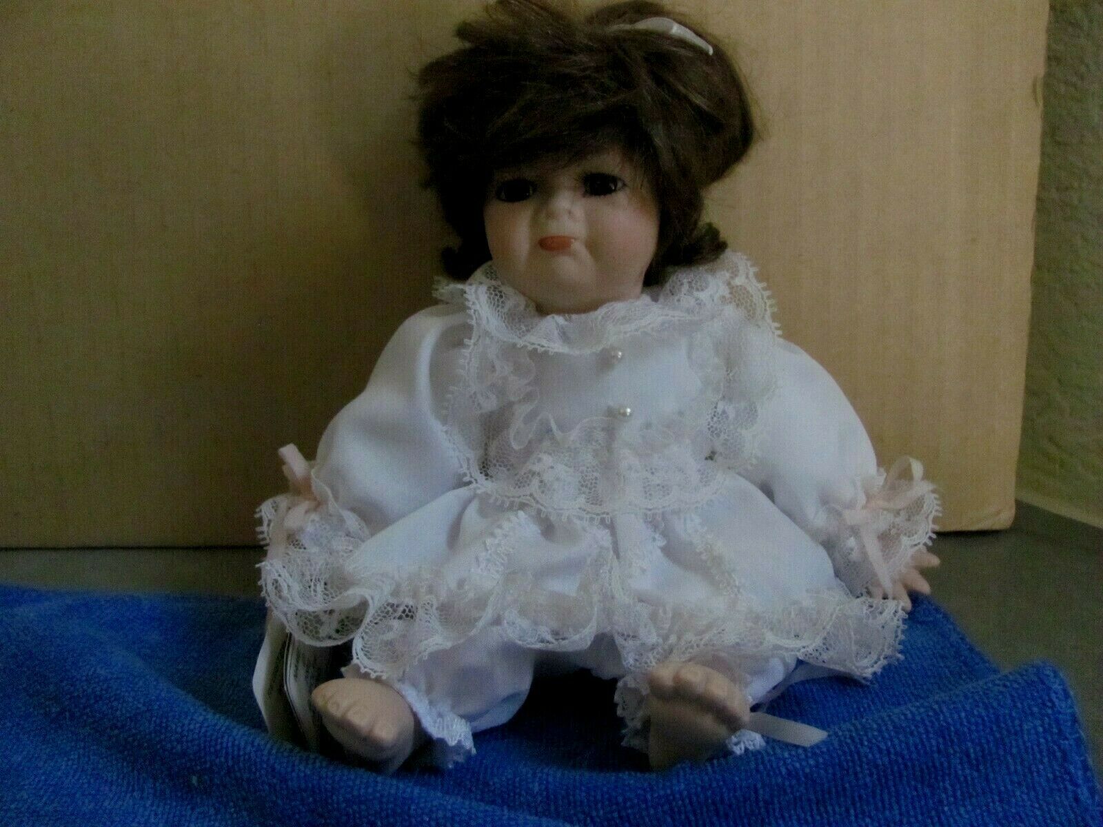 Fritz's Basket Babies 8" Porcelain Doll Signed And With Tags, Amy 2000