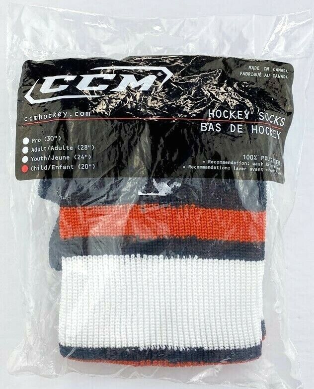 Ccm 20" Child Hockey Socks Orange Blue White • New