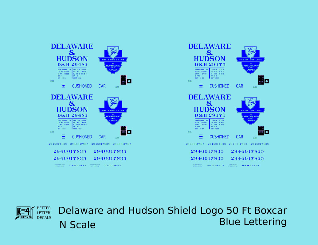 K4 N Decals Delaware And Hudson 50 Ft Boxcar Blue