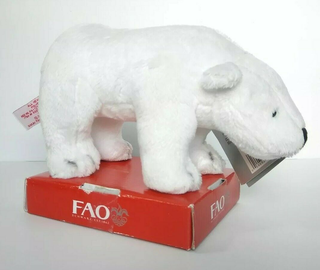 Polar Bear Plush 7" Fao Schwarz Toys R Us Stuffed Animal Tags White F.a.o