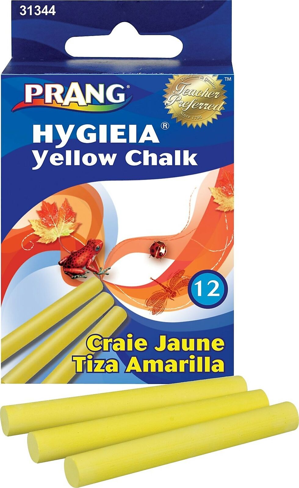 Prang (ticonderoga) Hygieia Low Dust Chalkboard Chalk Yellow 12/box 662759