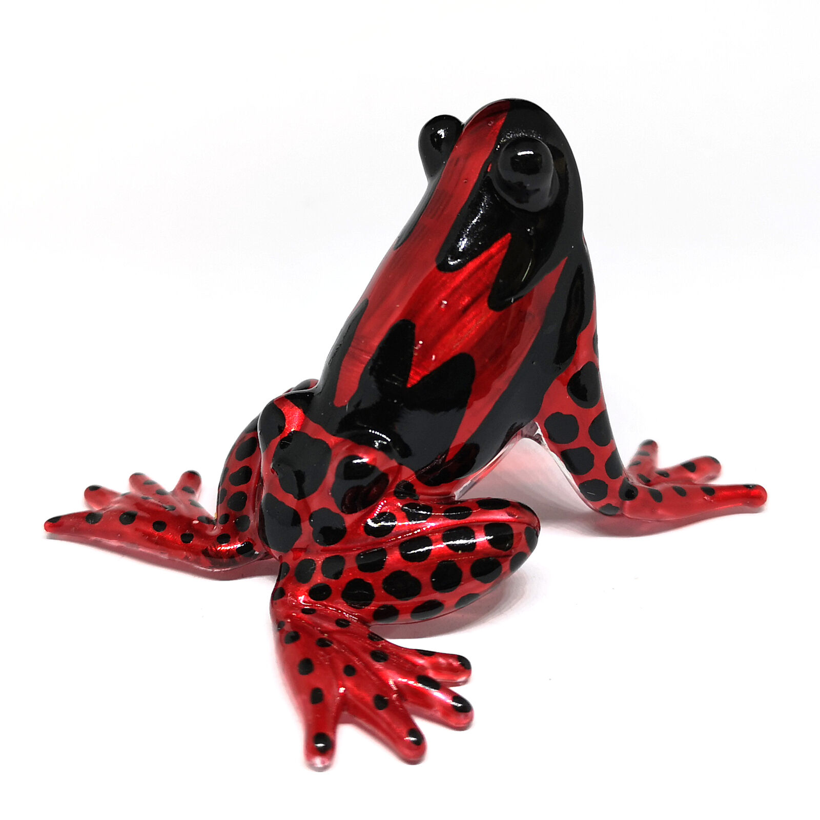 Glass Frog Figurine Red Poison Dart Animals Hand Blown Painted Collectible