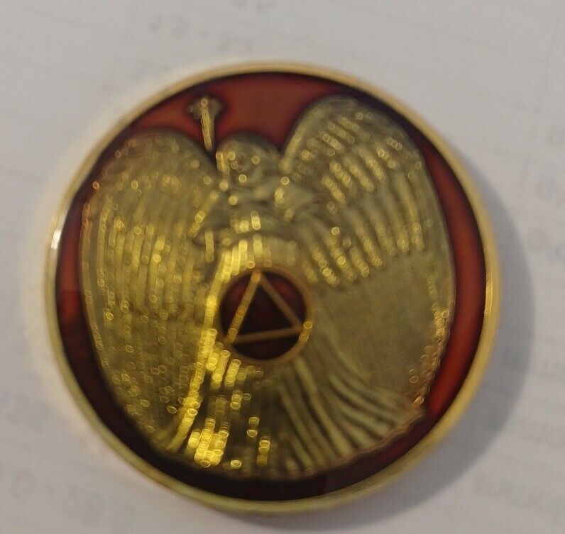 Aa Guardian Angel Coin- Mandarin Red Alcoholics Anonymous  Medallion Chip