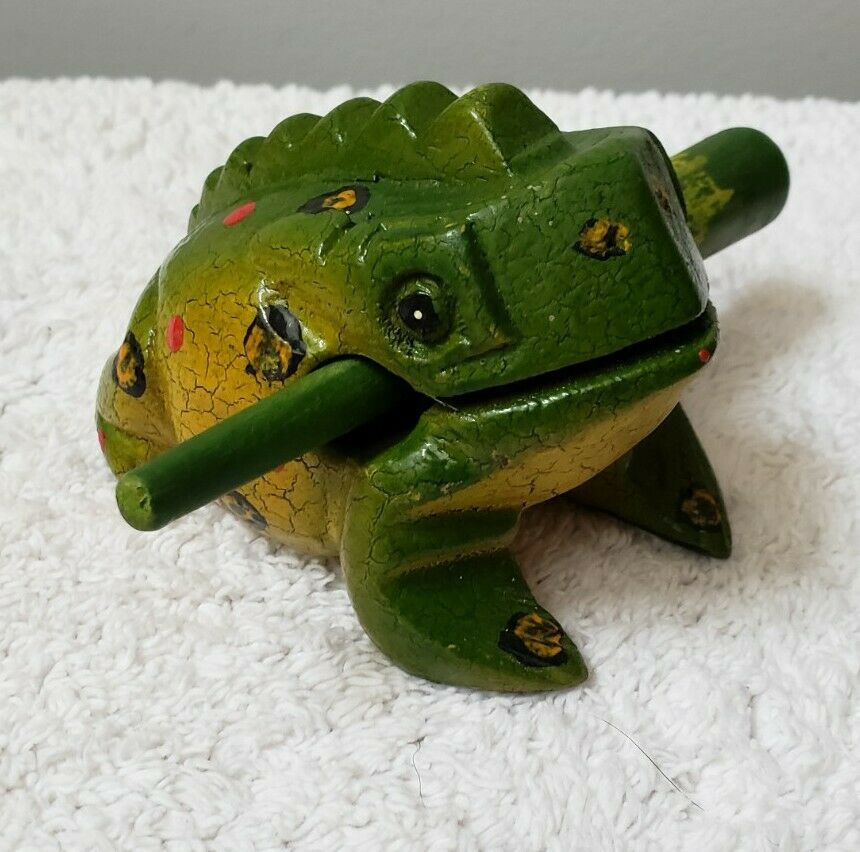 Wood Carved Croaking Frog Toy