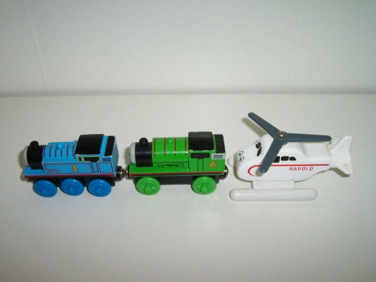 Thomas Wooden Train By Learning Curve Thomas & Percy & Harold The Helicopter Lot