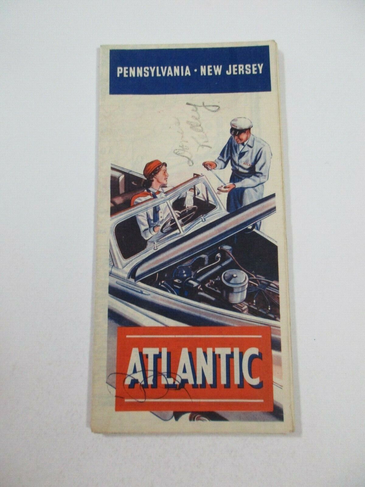 Vintage Atlantic Pennsylvania New Jersey Gas Station Travel Road Map~37a