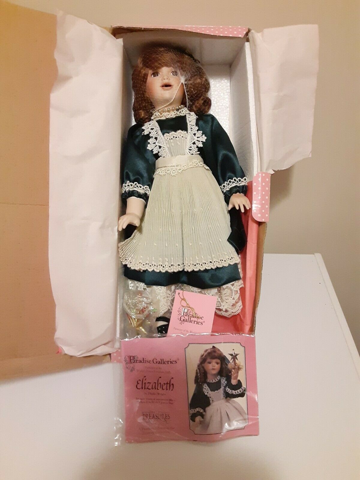Paradise Galleries Treasury Collection Elizabeth  Porcelain Doll 14" Tall