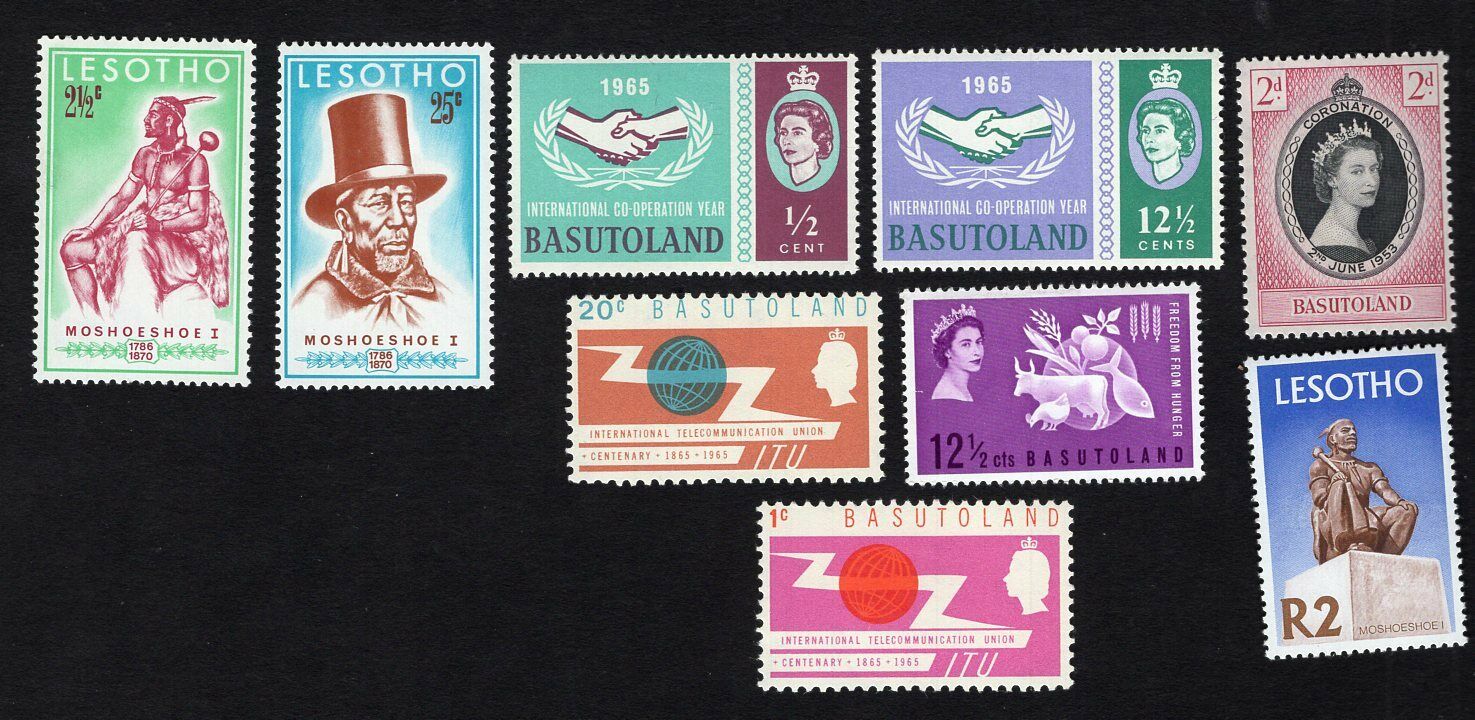 Lesotho 1953-65 9 Stamps Mi#45,83,95-98,80-81,104 Mnh Cv=6€