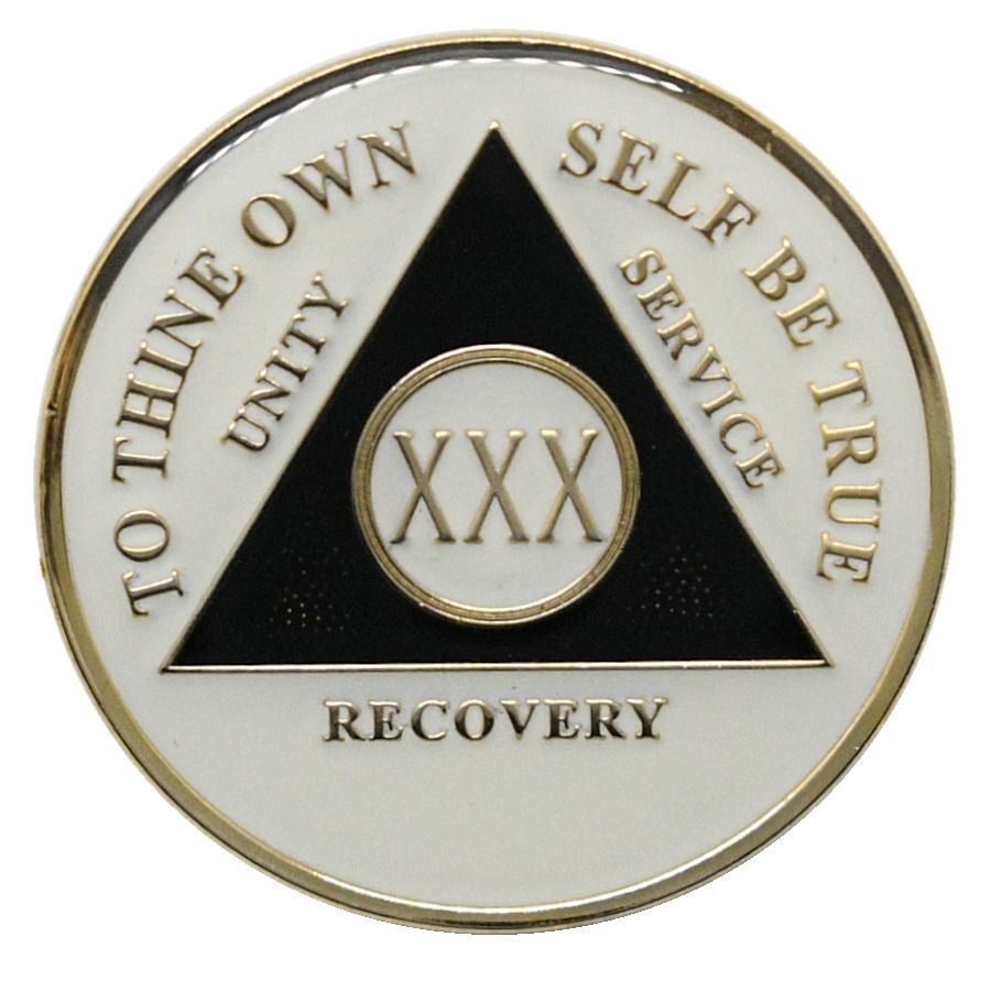 30 Year Aa Coin Glow In The Dark Alcoholics Anonymous Medallion Sobriety Chip