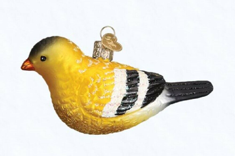 Old World Christmas American Goldfinch Bird Glass Ornament 16111 Free Box New