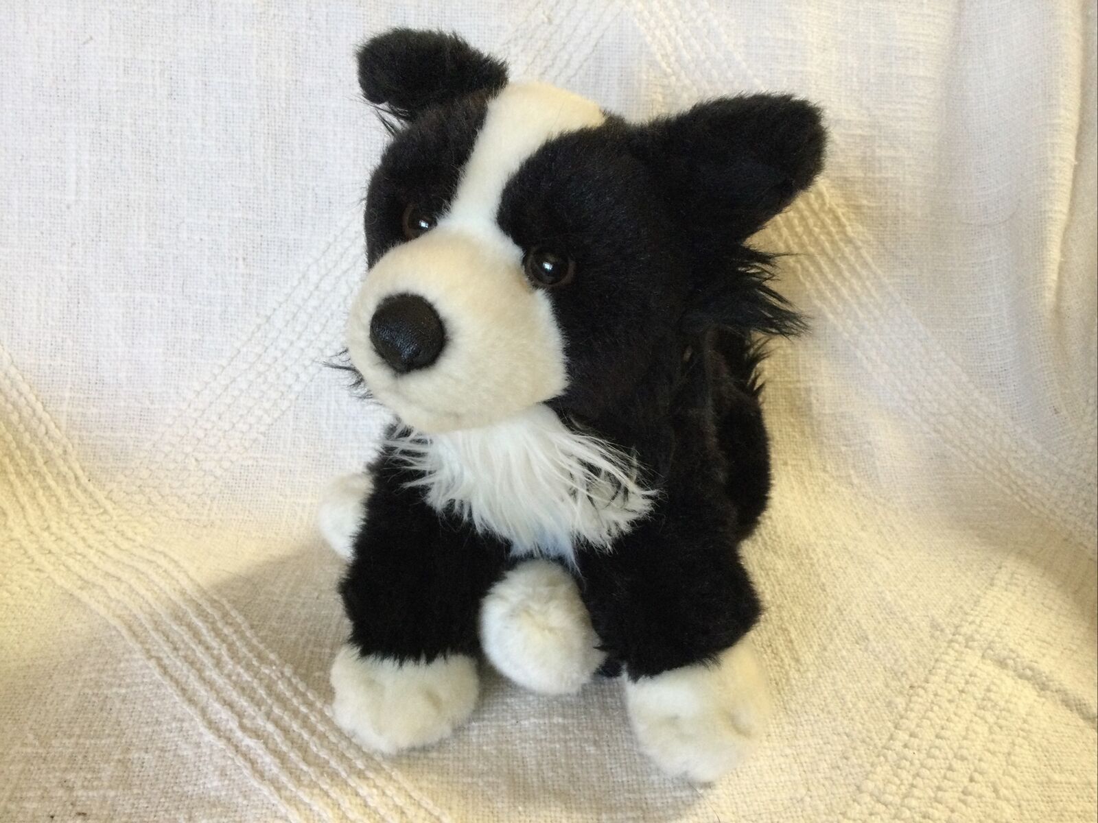 Animal Alley Border Collie Black White Puppy Dog Plush 12”laying Down Toys R Us