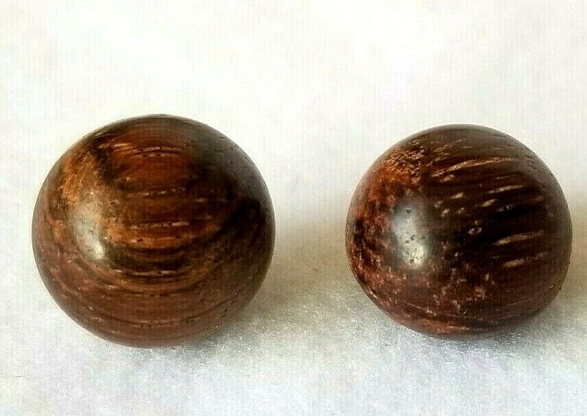 2 Vintage Round Marble Type Wooden Shank Buttons 5/8" Great Condition