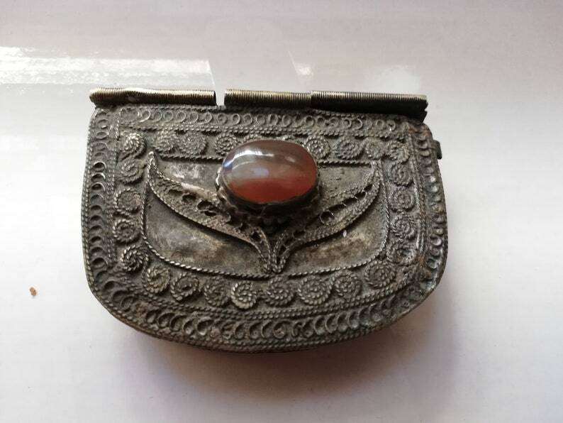1920s Yemeni Antique Silver Stone Accessory Traditional Jambiya Collectable