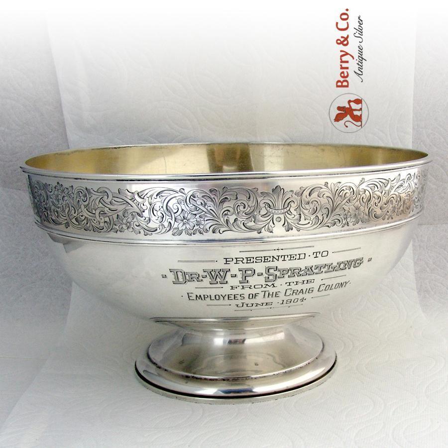 Dr W P Spratling Centerpiece Bowl Engraved Border Gorham Sterling Silver