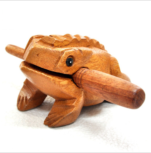 Thailand Craft Wooden Lucky Frog Croaking Musical Instrument Home Office Decor
