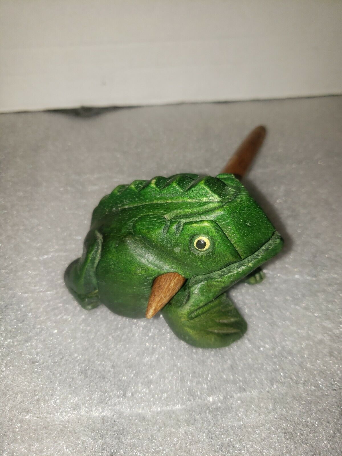 Wood Percussion Frog. Green  3" Frog. Hand Carved, Handpainted.
