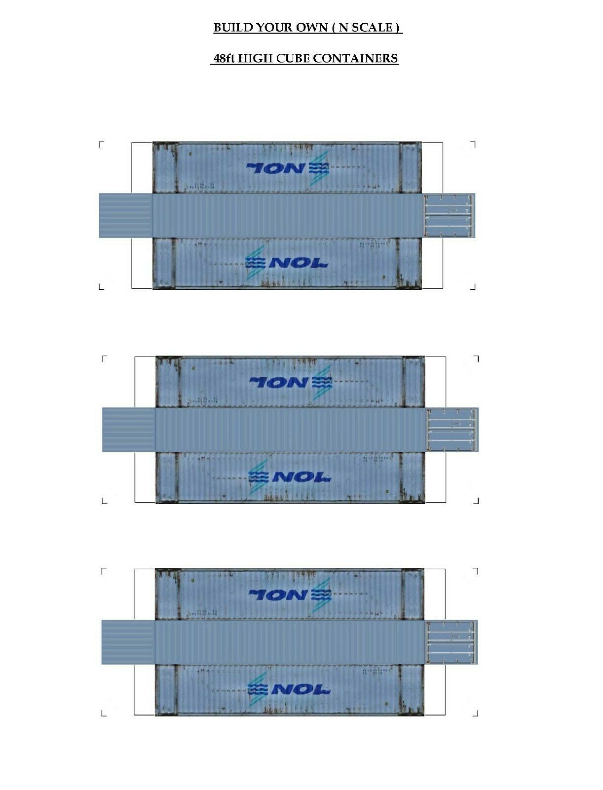 N Scale. Build Your Own 48' Hi Cube Containers. Nol.