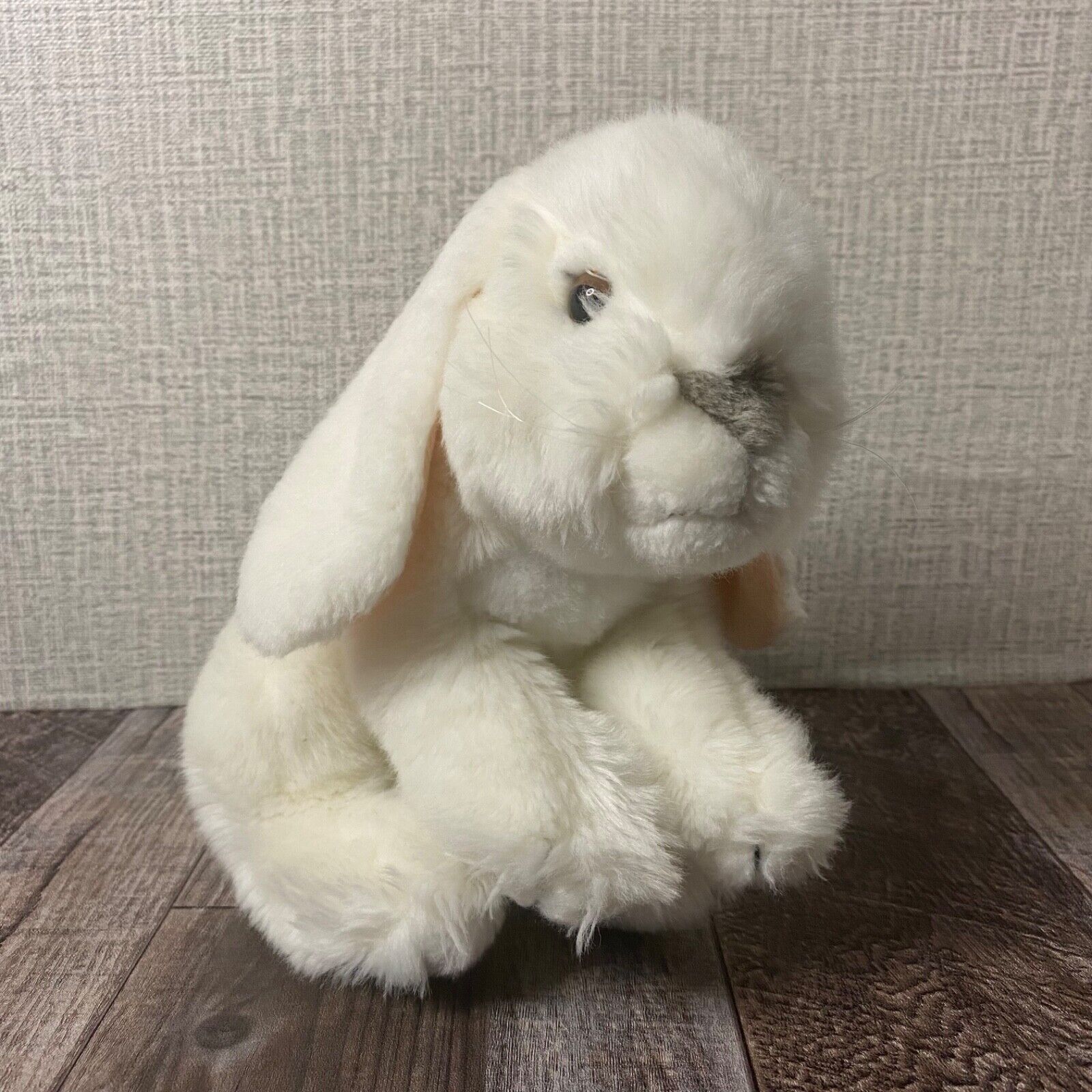 Toys R Us Animal Alley Plush Bunny Rabbit White Gray Nose Stuffed Realistic 10"