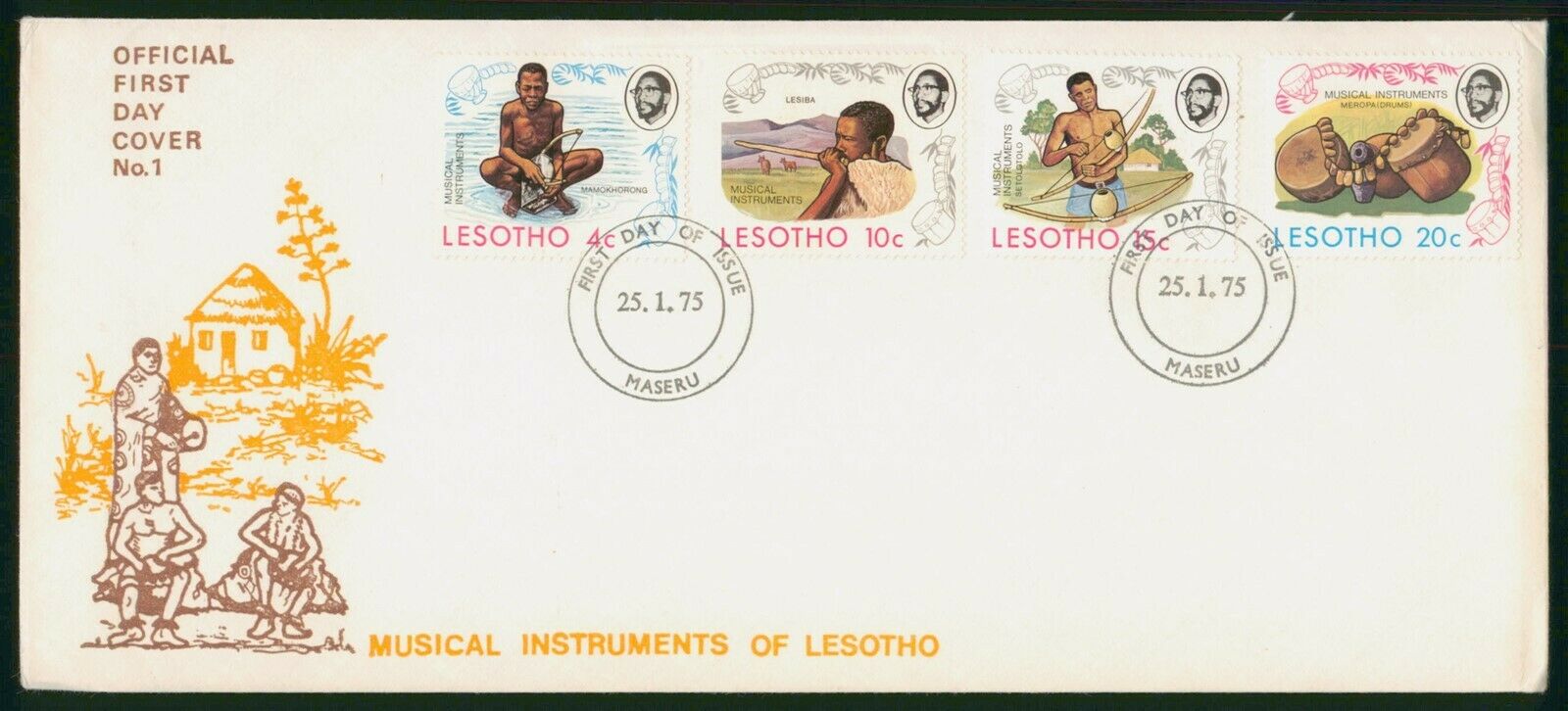Mayfairstamps Cover 1975 Combo 4 Musical Instruments Lesotho 1975 First Day Wwo9